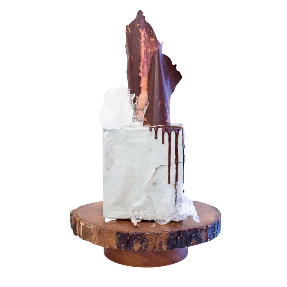 Tall Square Cake With Large Chocolate Center Piece