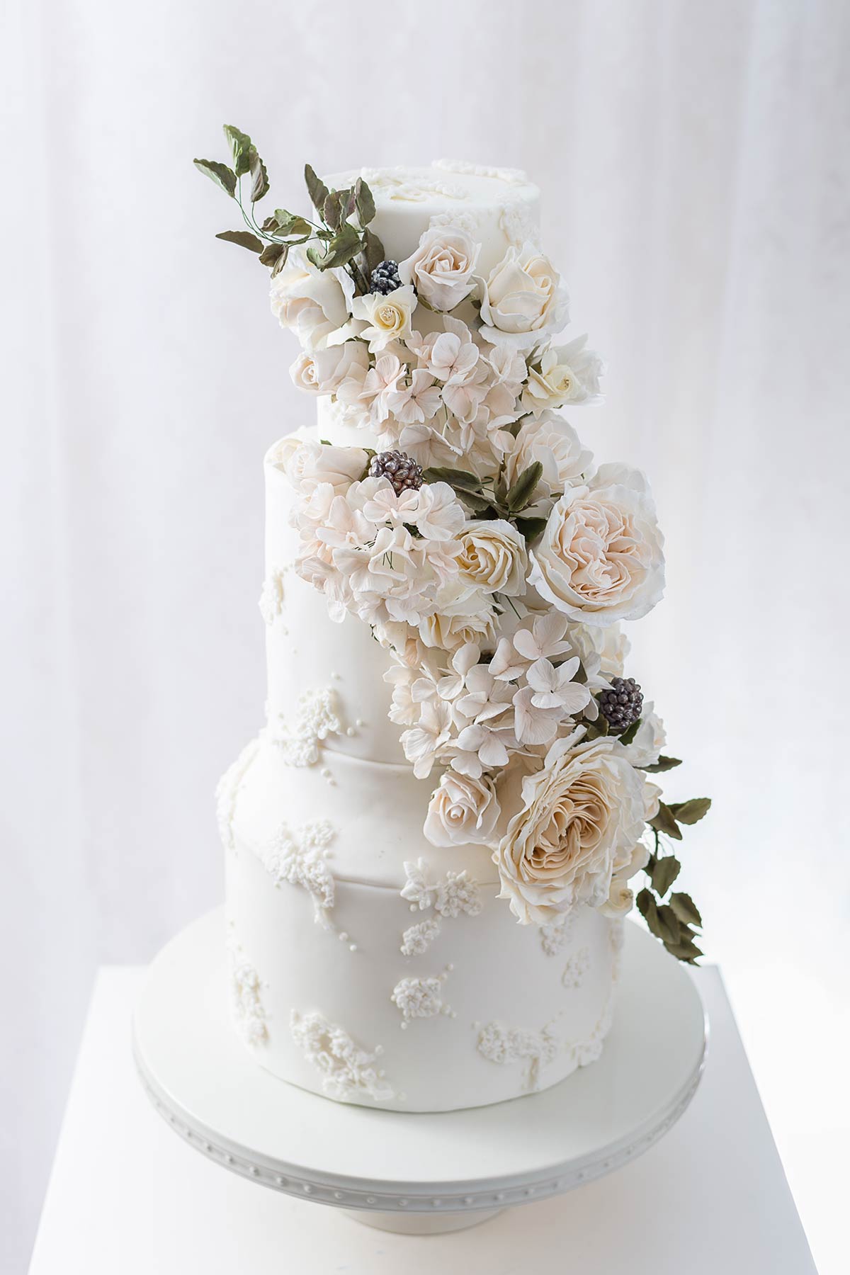 Sugar Flower Cake with Lace